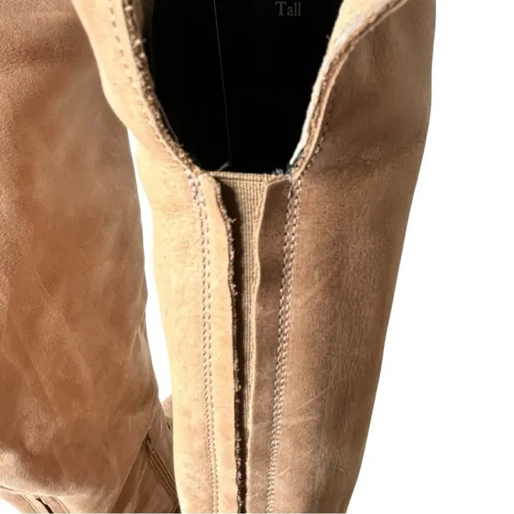 Free People Brenna Over The Knee Natural Leather Tall Boots Sz 38/8
